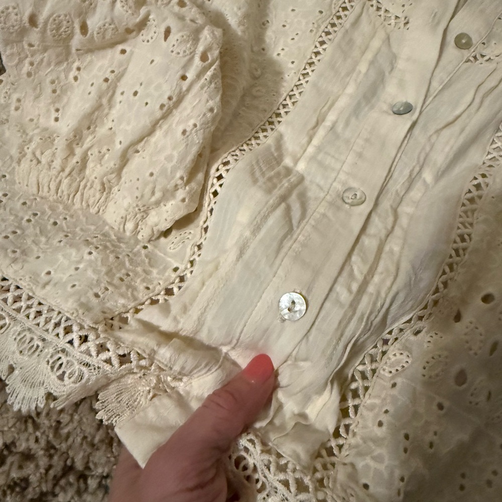 Industry Republic Beige Eyelet Button Down Long Sleeve - Picture 2 of 5